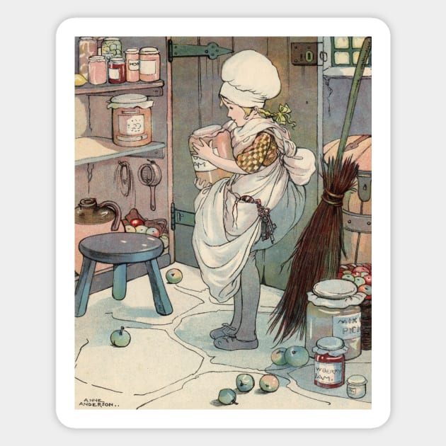 Helping in the Kitchen by Anne Anderson Sticker by vintage-art